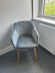 Velvet Chair, Grey (Excellent Condition)