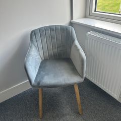Velvet Chair, Grey (Excellent Condition)