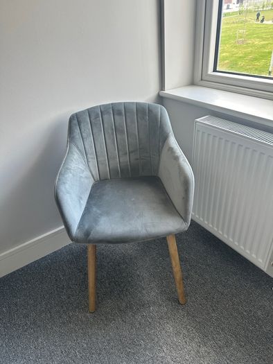 Velvet Chair, Grey (Excellent Condition)