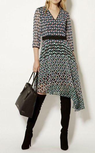 Karen Millen Geometric Asymmetric Dress - Multicolour