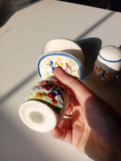 Vintage 1960s condiment set porcelain