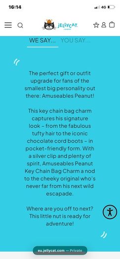 New JELLYCAT Amuseables Peanut Bag Charm