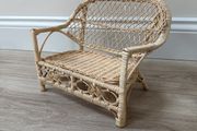 Vintage Mini Rattan Wicker Love Seat Couch for Dolls