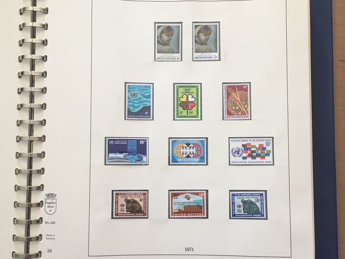 1951-1980s United Nations Stamp Collection Mint Never Hinged (MNH) in Lindner Pages housed in album (60 images showing contents)