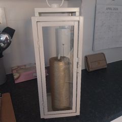 new cream lantern with candle
