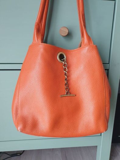 Orange Leather Handbag Similar To Tod's Handbag