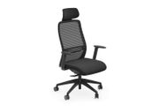 NV High Back Swivel Mesh Chair Black Frame with adjustable arms and headrest