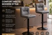 Bar Stool Set of 2 360 Swivel Black