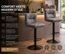 Bar Stool Set of 2 360 Swivel Black