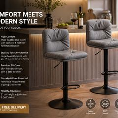 Bar Stool Set of 2 360 Swivel Black