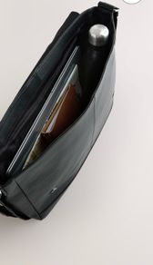 Black leather messenger bag
