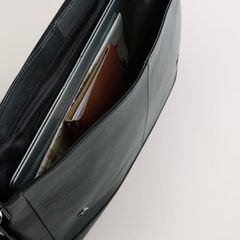Black leather messenger bag