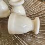 4 x Rare Vintage Arc Arcopal France Iridescent Milk Glass Egg Holder Cup White Art Deco Style Swirl Design Image 5