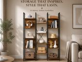 Industrial Bookcase with Storage Shelves