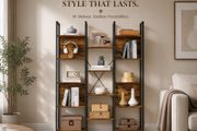 Industrial Bookcase with Storage Shelves