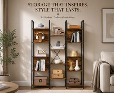 Industrial Bookcase with Storage Shelves
