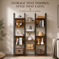 Industrial Bookcase with Storage Shelves