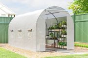 Large Galvanised Steel Frame Outdoor Poly Tunnel Garden Walk-In Patio Greenhouse 3.5 x 2 x 2 m