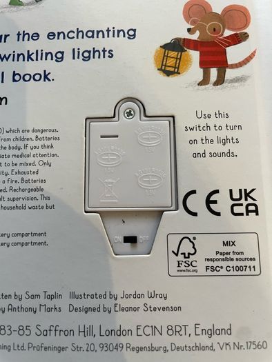 Kids book Christmas light and sounds book brand new