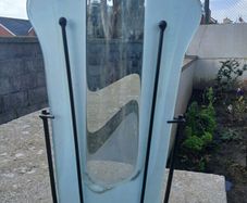 Mid Century Glass Vase/Metal Frame