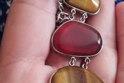 A vintage bracelet featuring natural stone accents.