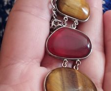 A vintage bracelet featuring natural stone accents.