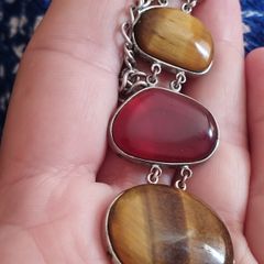 A vintage bracelet featuring natural stone accents.