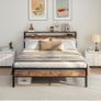 King Size Bed Frame with Storage Wooden Headboard,Bed Image 10