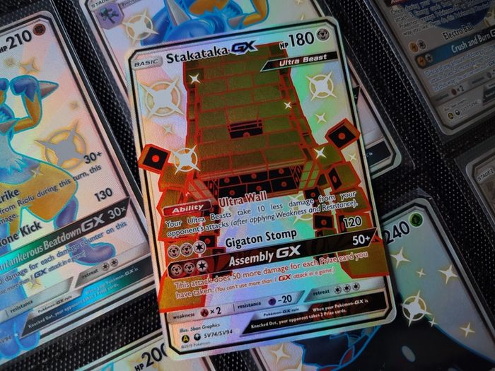 Stakataka GX ! Full Art ! Shiny Ultra Rare ! from Hidden Fates Set ! 2019 ! Pokemon Card !