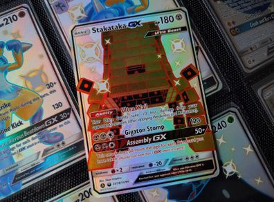 Stakataka GX ! Full Art ! Shiny Ultra Rare ! from Hidden Fates Set ! 2019 ! Pokemon Card !