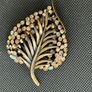 Karu Vintage Rhinestone Leaf Brooch Pin Image 3