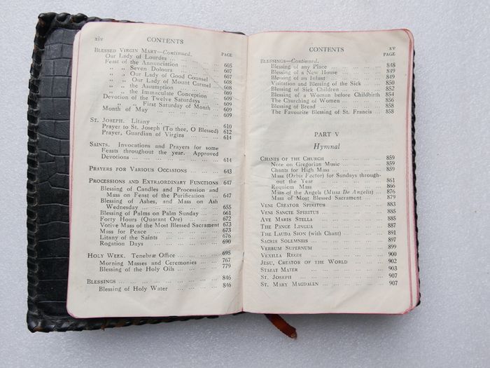 Vintage Catholic pocket prayer manual titled The Voice of the Church, compiled by Father Aloysius, O.S.F.C., and published in Dublin by M.H. Gill & Son, Ltd.