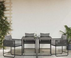 Chair with Cushion 4 pcs Black and Anthracite PE Rattan
