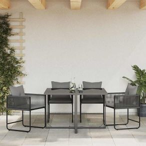 Chair with Cushion 4 pcs Black and Anthracite PE Rattan