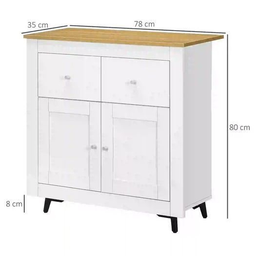 Sideboard Storage Cabinet, Modern Kitchen Cupboard with Double Doors and Drawers for Dining Room