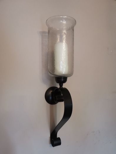Pune black metal candle wall sconce