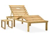 Garden Sun Lounger with Table Impregnated Pinewood