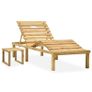 Garden Sun Lounger with Table Impregnated Pinewood Image 2