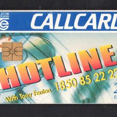 1996 Ireland 20 unit 2FM's Hotline Radio Show presented by Tony Fenton (Gemplus GEM1) Call Card Used. Telecom Eireann card number 1119