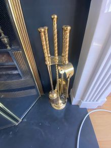 traditional brass fireplace companion set.