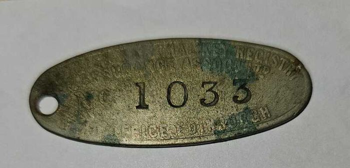 Rare Antique National Key Registry Tag  Longford Chief Police Office (c. 1910s)