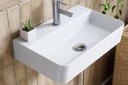 Bathroom Ceramic Wash Basin Sink White, 46x31cm) - Countertop or Wall Mounted Rectangular Basin,Slim Edge &amp; Storage Ledge Design White, 46  31cm