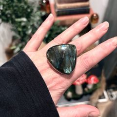 1 Beautiful Flashy Soldered Labradorite Crystal Ring size 10 T
