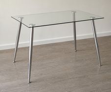 Modern Glass Table with Chrome Steel Frame