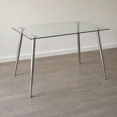 Modern Glass Table with Chrome Steel Frame