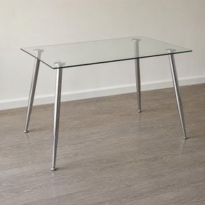 Modern Glass Table with Chrome Steel Frame