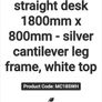 Office Desk 1800mm x 800mm Desk with White top Silver Frame Image 3