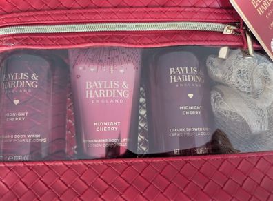 Baylis & Harding Limited Edition "Midnight Cherry" Luxury Vanity & Cosmetic Bag Set (Brand New)