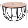Rustic Solid Wood Coffee Table with Metal Base 60cm Round Image 6