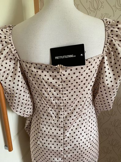 New dress cream nude polka dot